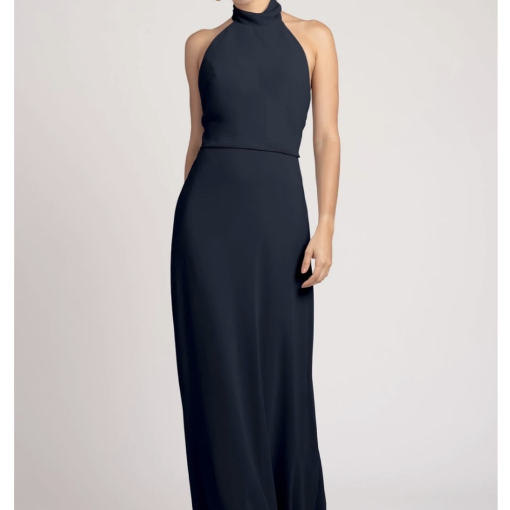 Jenny Yoo Navy Brett Halter Dress